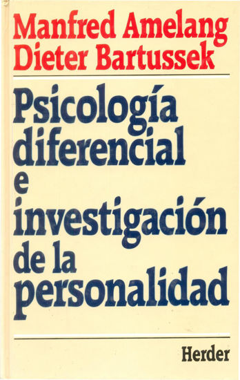 Foto de PSICOLOGIA DIFERENCIAL E INVESTIGACION DE LA PERSONALIDAD (HERDER)